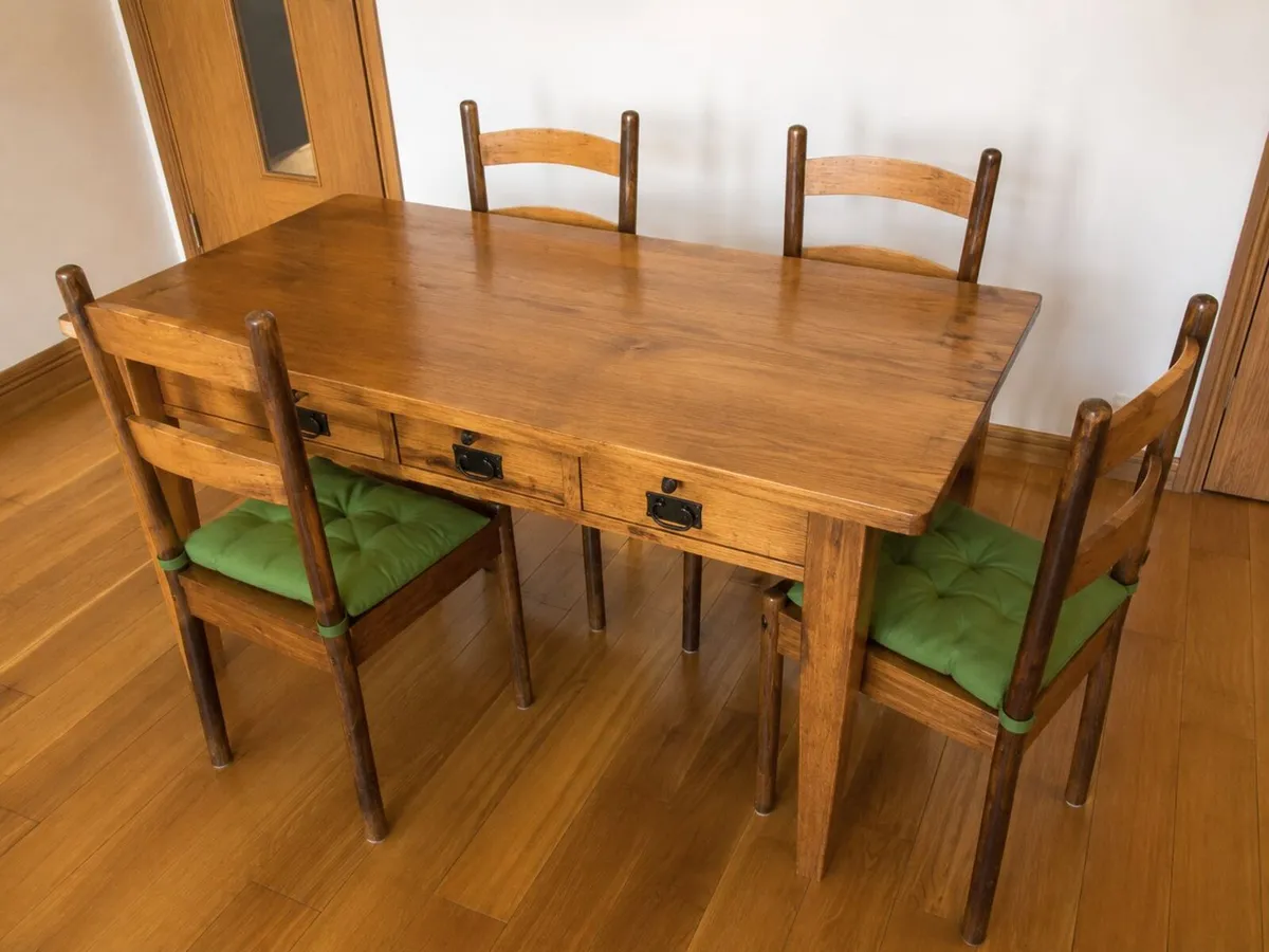 Farmhouse Style Solid Wood Table Set - Image 2