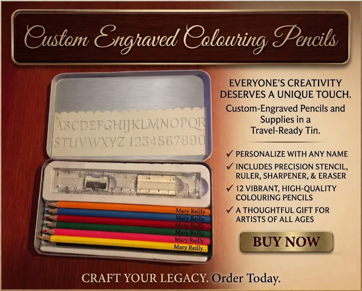 Personalised Engraved Colouring Pencils in case. - Image 1