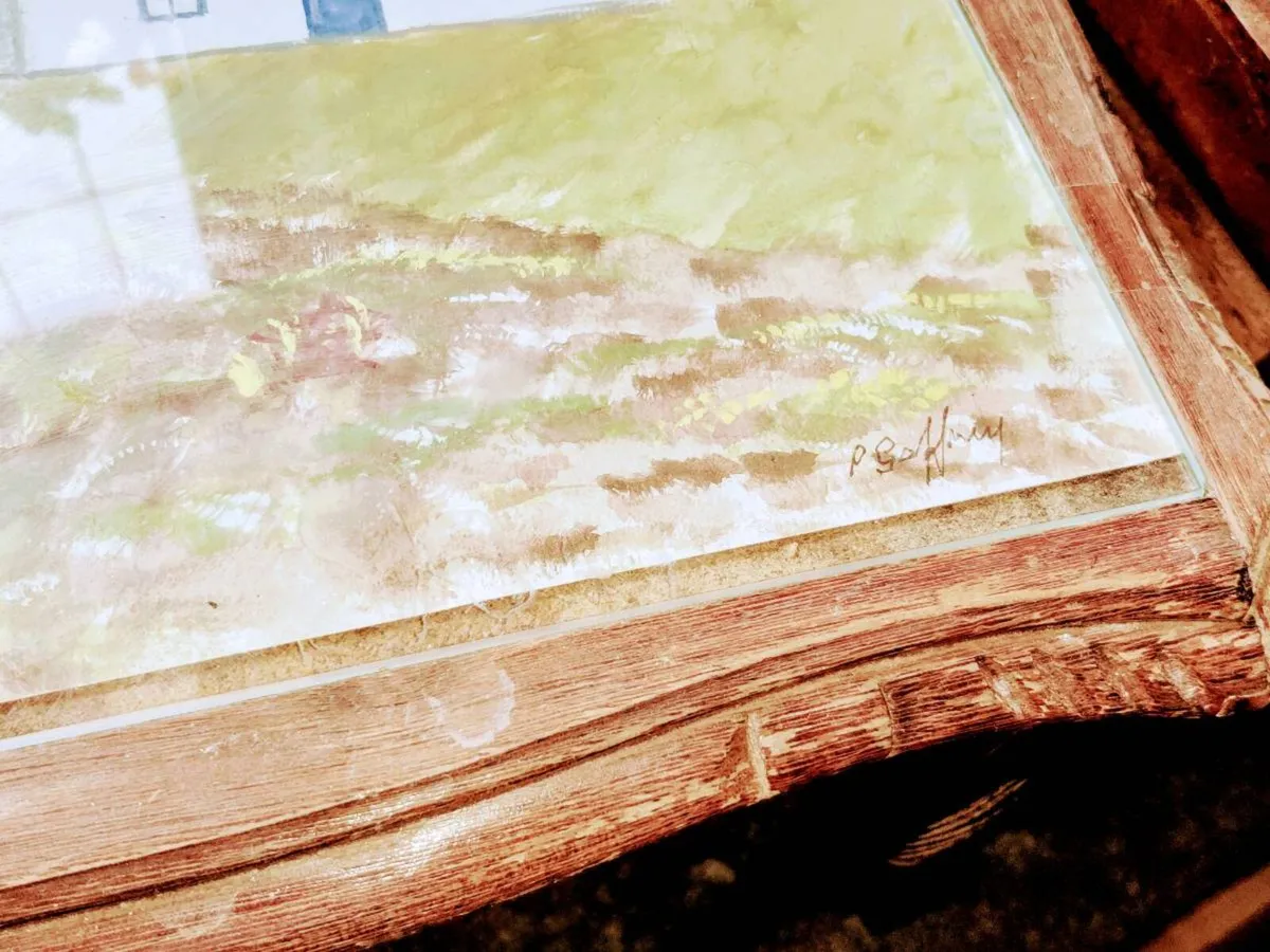 RARE, COUNTRY SCENE, Huge Signed Art Nest Table ! - Image 3