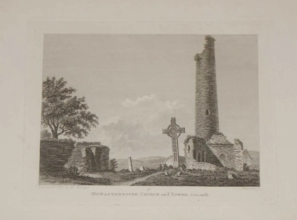 1797 Antique Print Monasterboise Church and Tower - Image 1