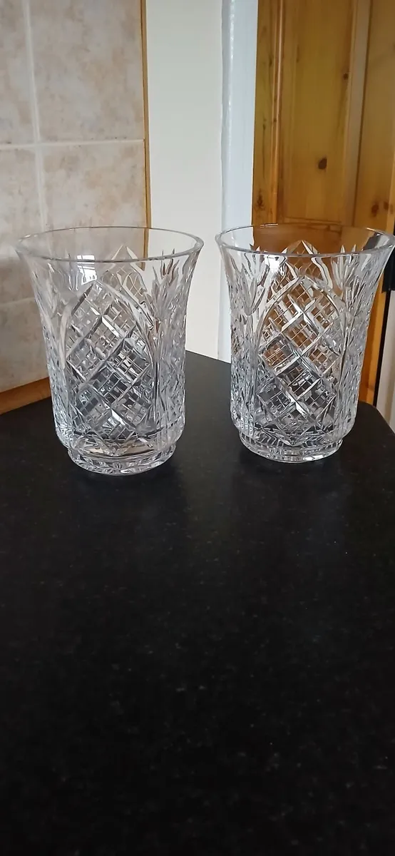 Pair of Tipperary Crystal  8in Vases - Image 2