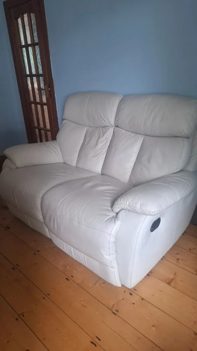 FREE Cream Leather Two-Seater Sofa - Image 2