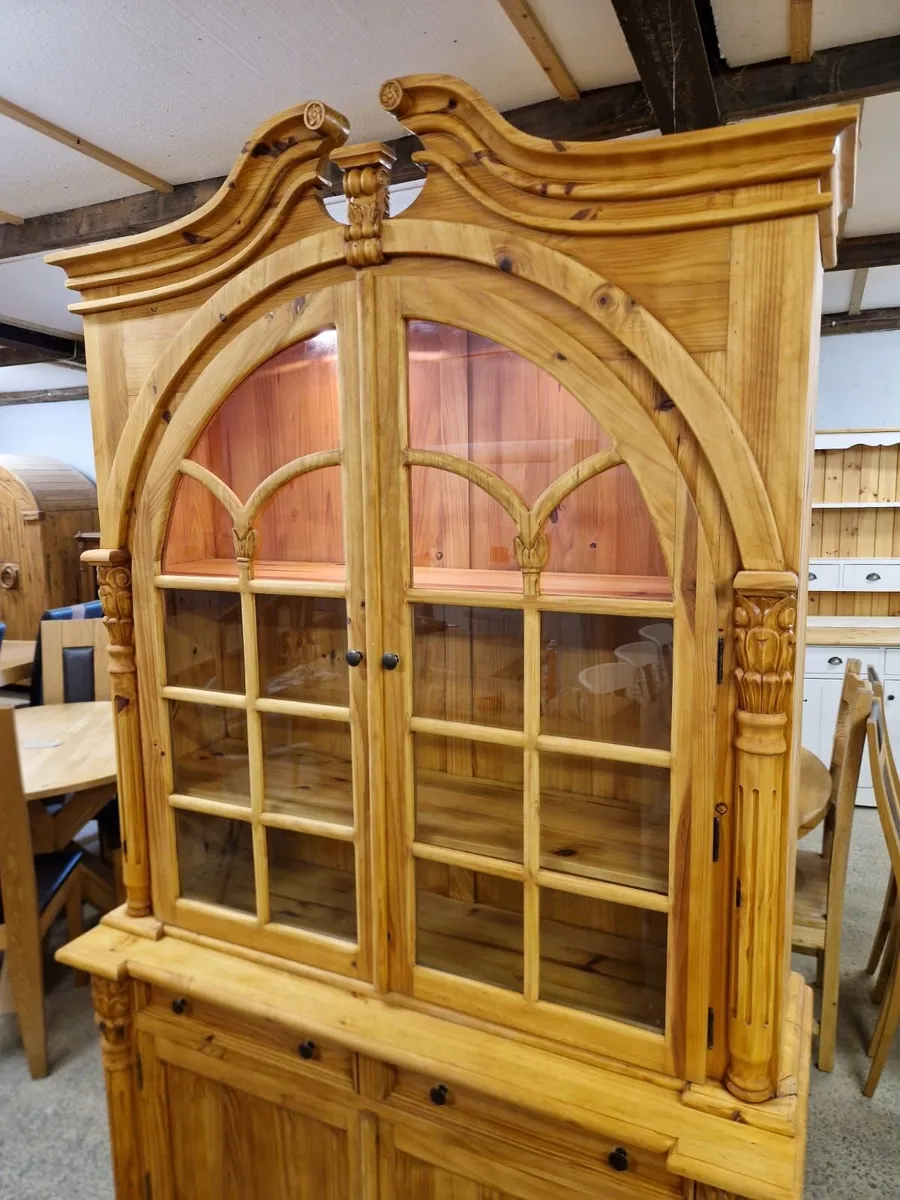 Large vintage pine cabinet, display - Image 3