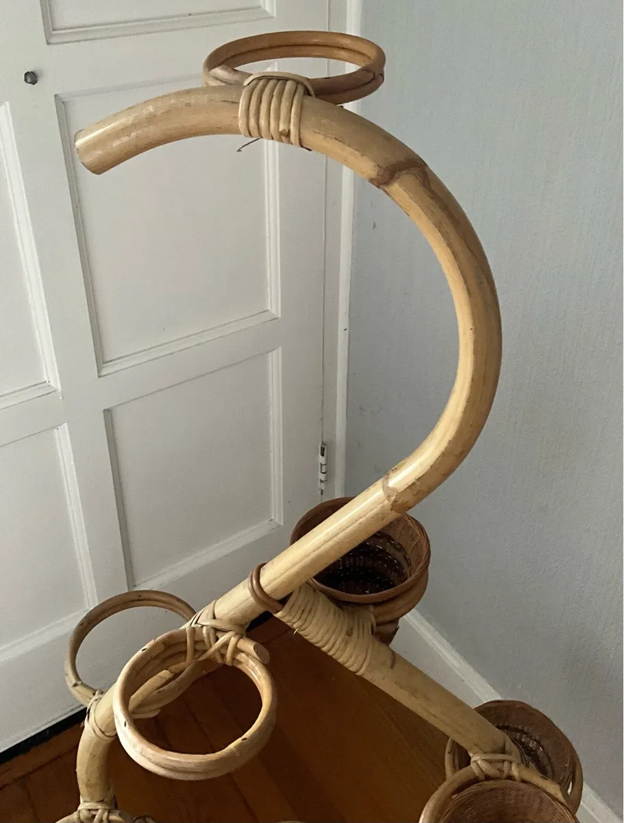 Vintage Retro Free Standing Bamboo Plant Stand - Image 4