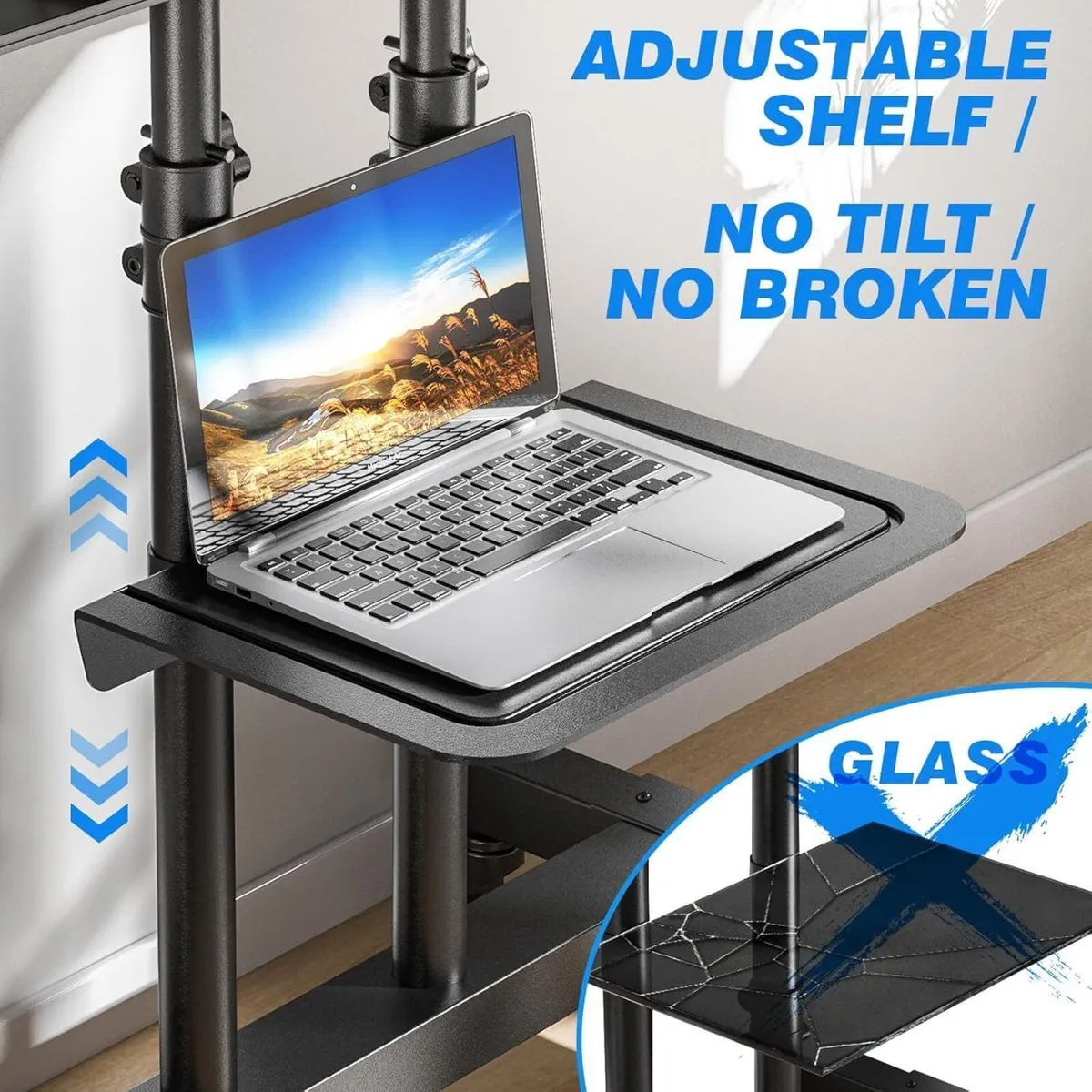 Tall Mobile TV Stand on Wheels for 32-80 - Image 3