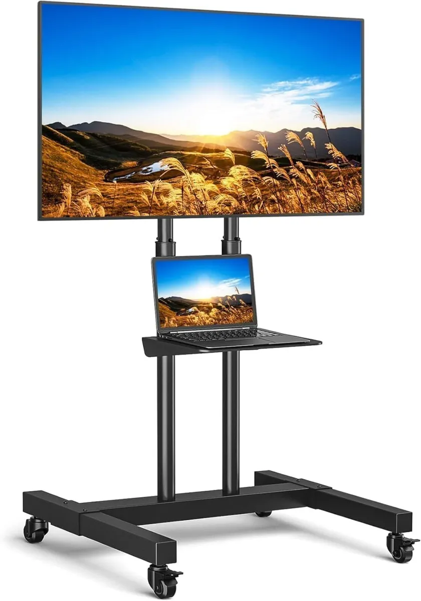 Tall Mobile TV Stand on Wheels for 32-80 - Image 1