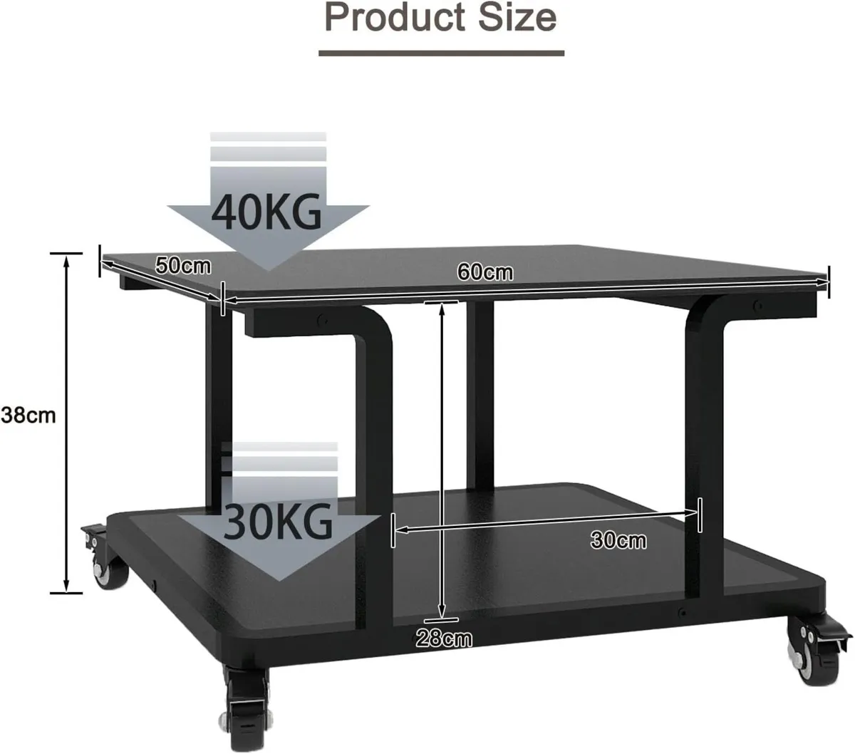 2-Tier Laser Printer Stand with Storage Shelf - Image 2