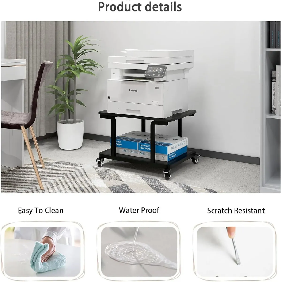 2-Tier Laser Printer Stand with Storage Shelf - Image 4