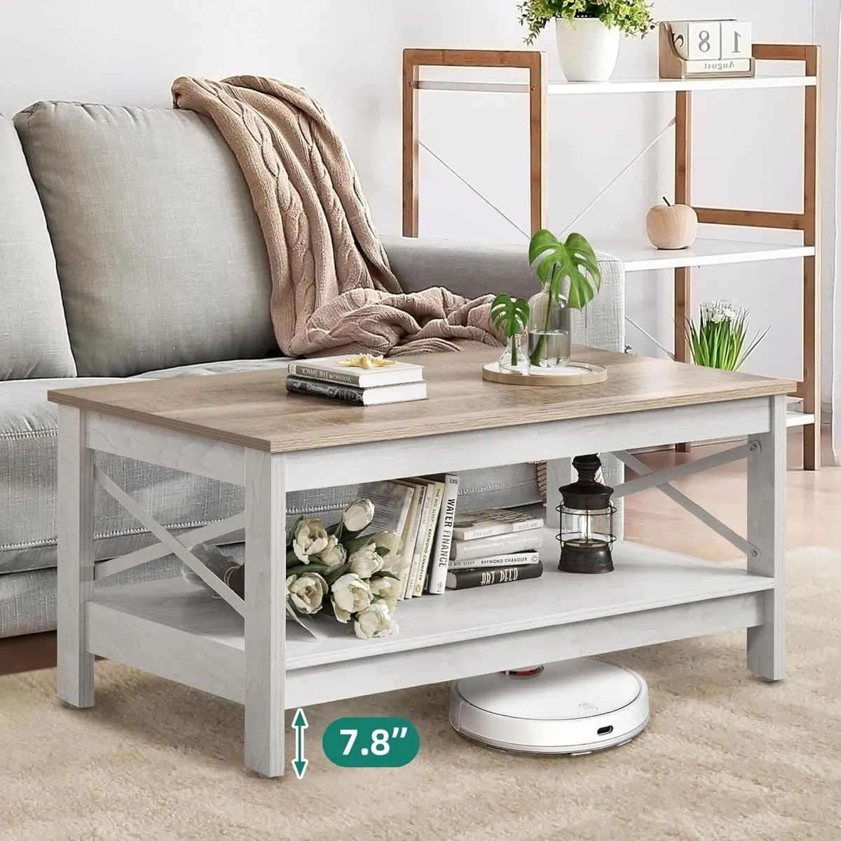 Coffee Table Living Room 2-Tier Thick Wood - Image 4