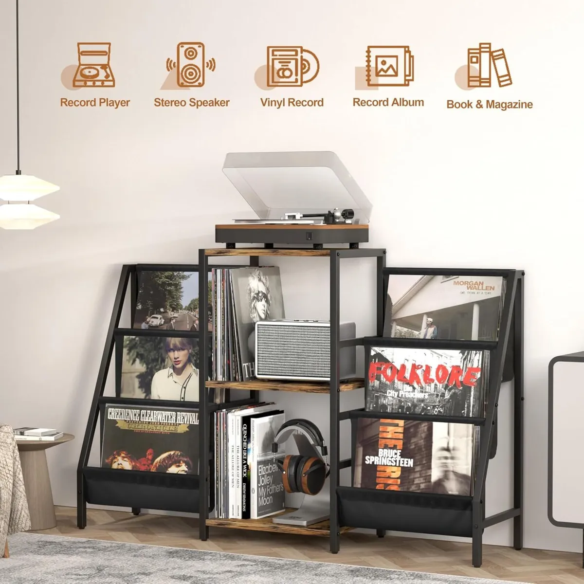 Record Player Stand with Vinyl Storage for 280 - Image 3