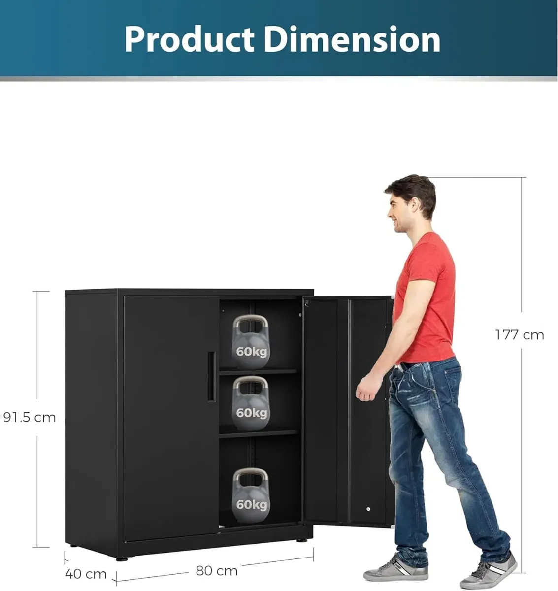 Metal Storage Cabinet Locking Garage 3-Tier Office - Image 2