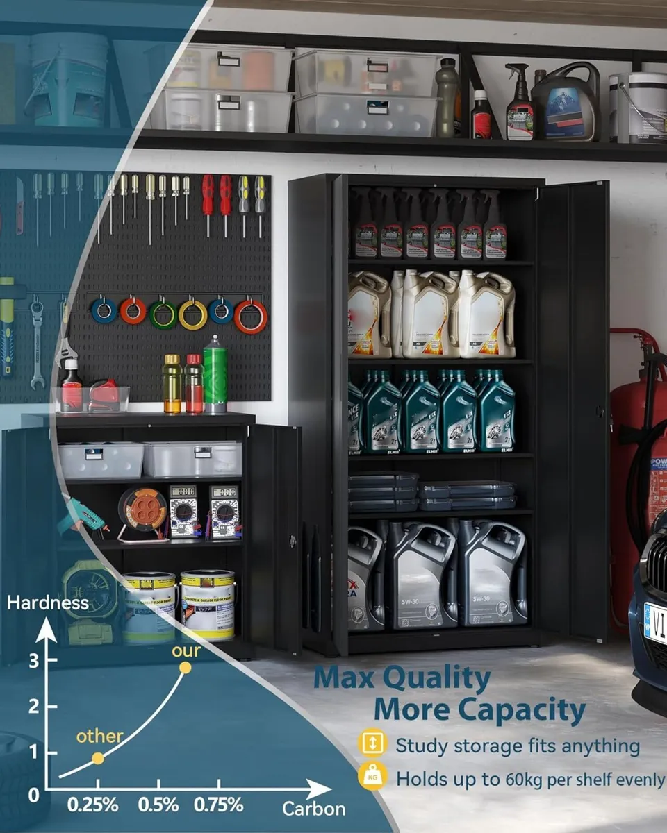 Metal Storage Cabinet Locking Garage 3-Tier Office - Image 4