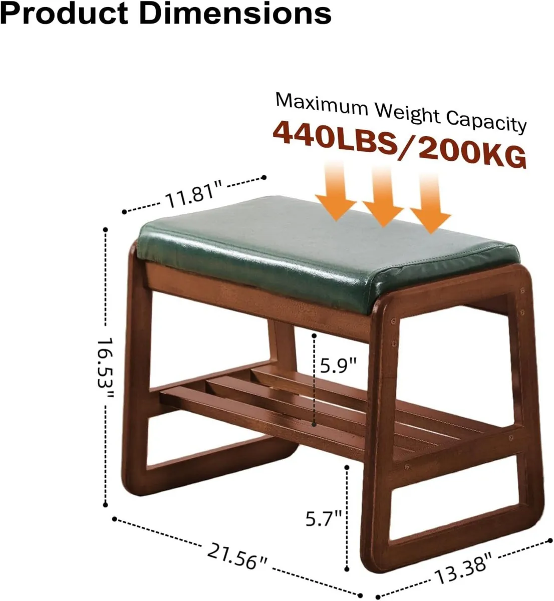 Solid Wood Shoe Bench 2-Tier Wooden Storage - Image 2
