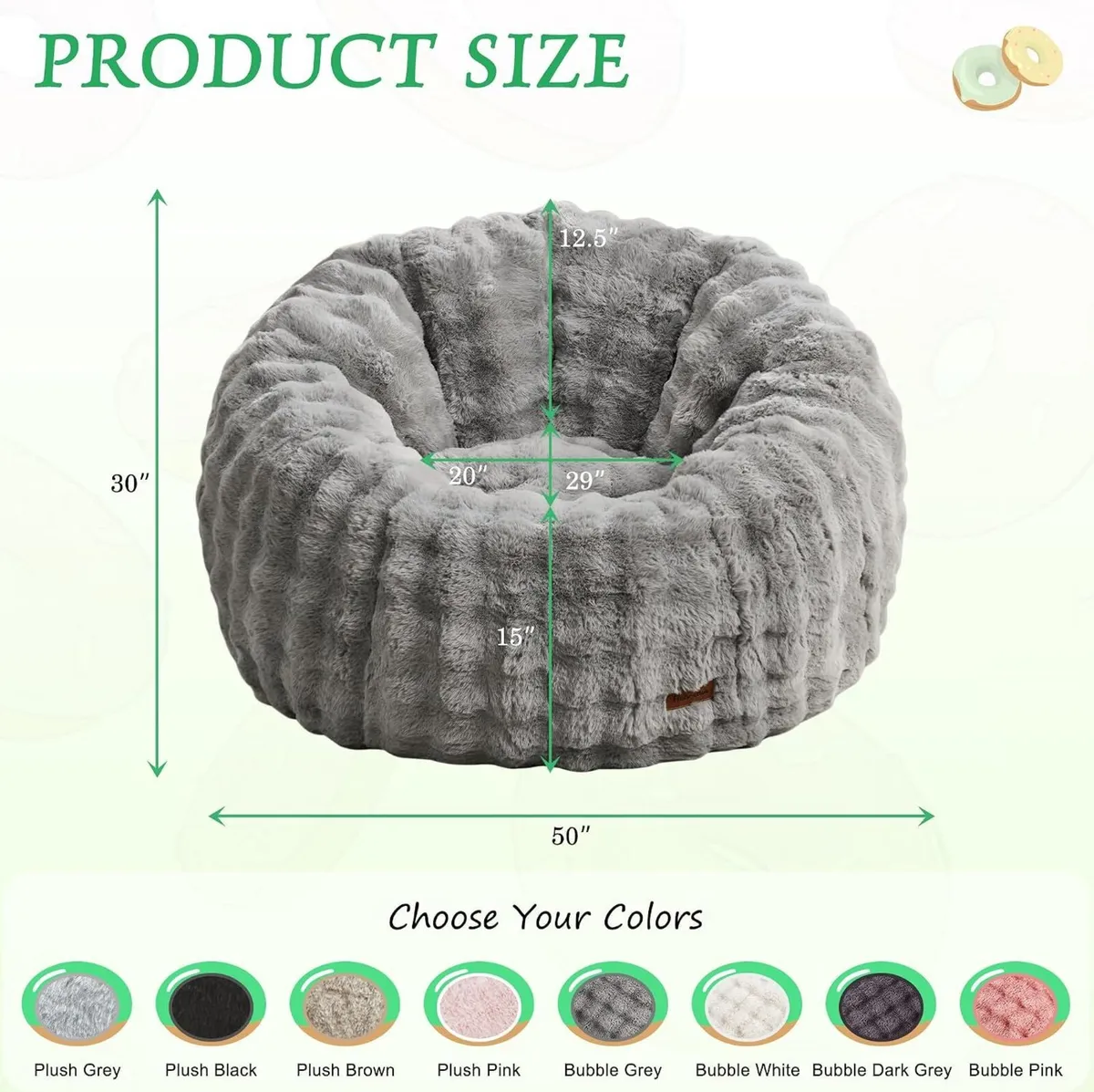 Large Beanbag Chairs for Adults Donut-Shaped - Image 2
