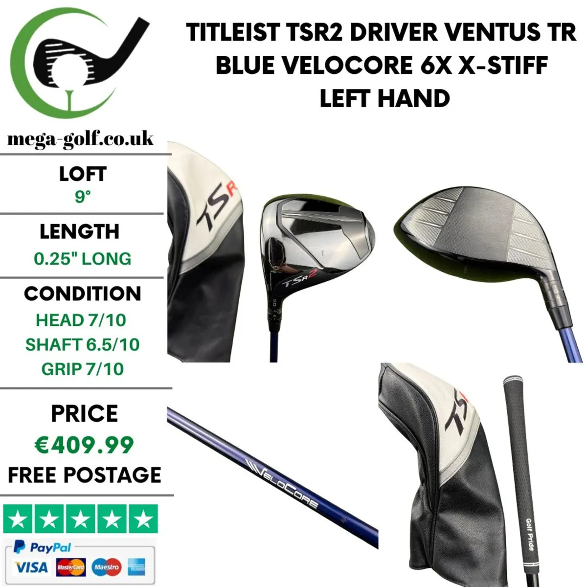 Titleist TSR2 Driver / 9° / X-Stiff / Left Hand - Image 1
