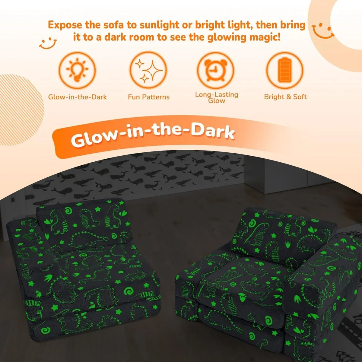 10-Piece Kids Play Sofa Modular Glow Couch - Image 4