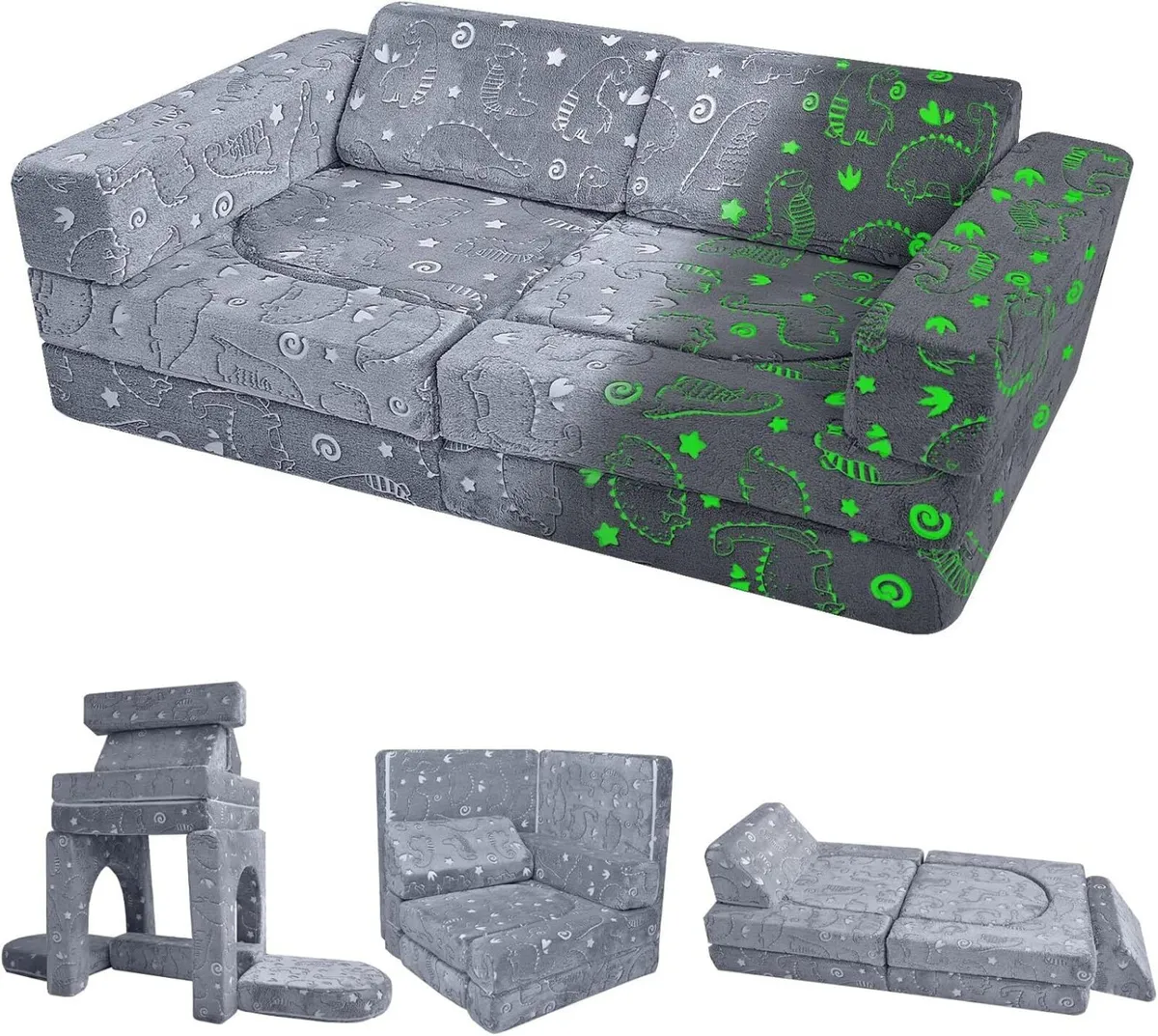 10-Piece Kids Play Sofa Modular Glow Couch - Image 1