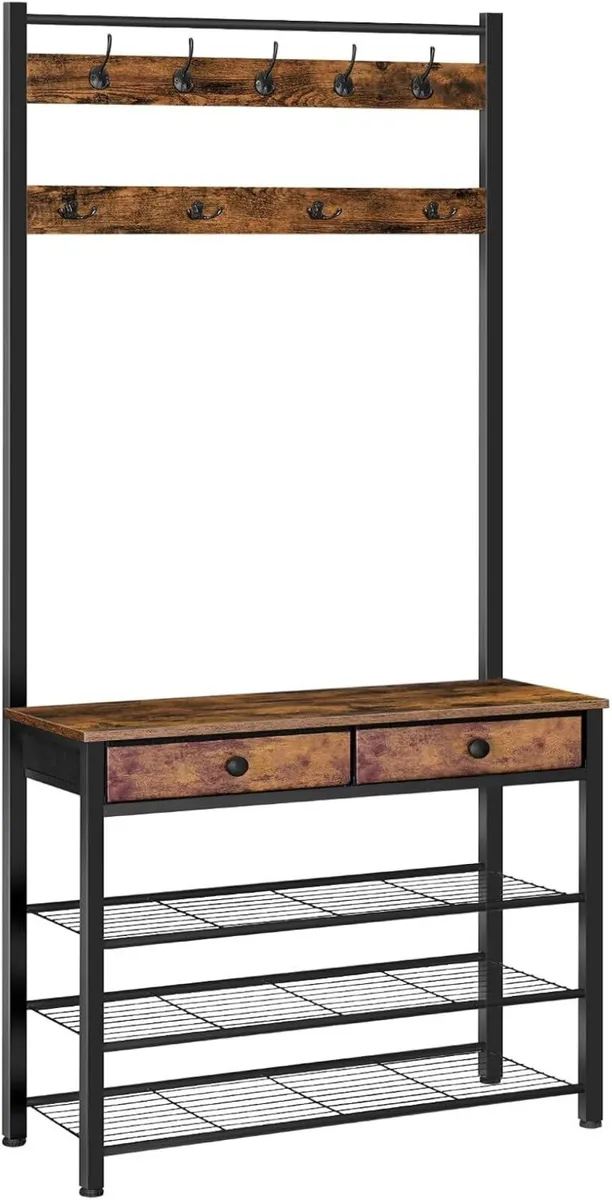 Coat and Shoe Rack with Storage Hall Tree - Image 1
