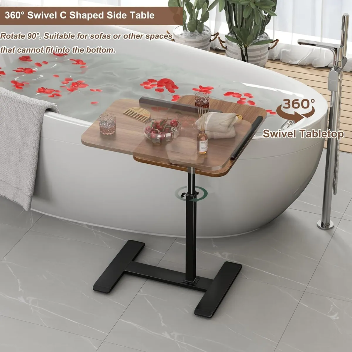 Adjustable Height C Shaped Side Table - Image 4