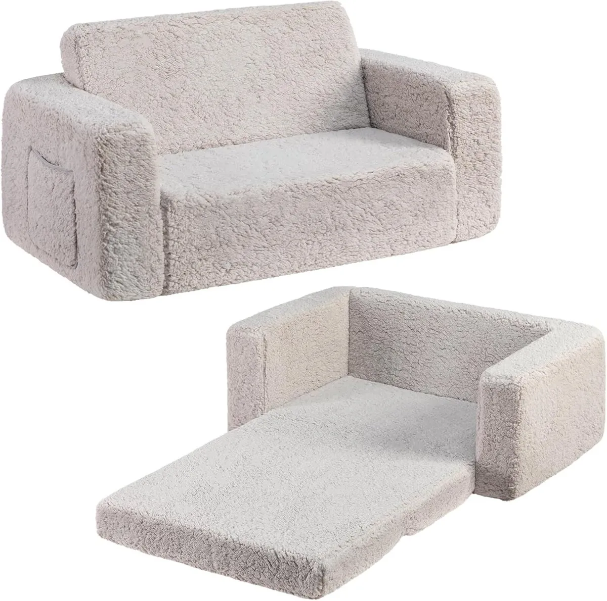 Toddler Chair Sherpa Folding Kids Sofa Bed Extra - Image 1