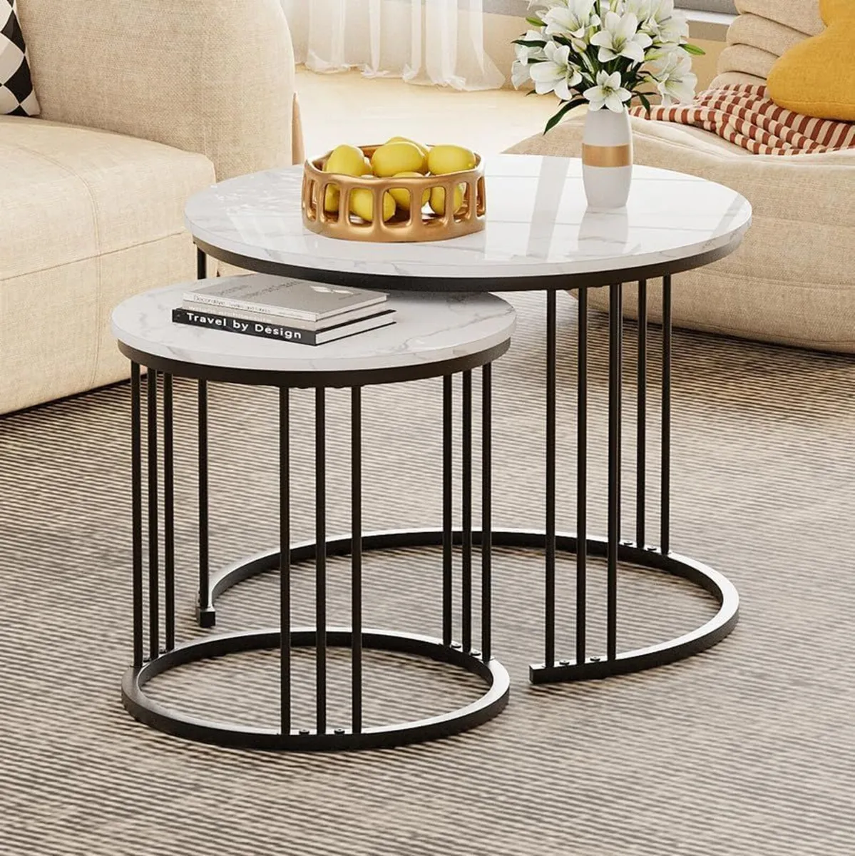 Round Coffee Tables End Table Nesting Side (Set - Image 2