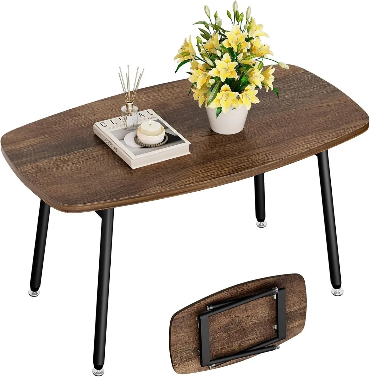 Folding Coffee Table Small Foldable Tables Rustic - Image 1