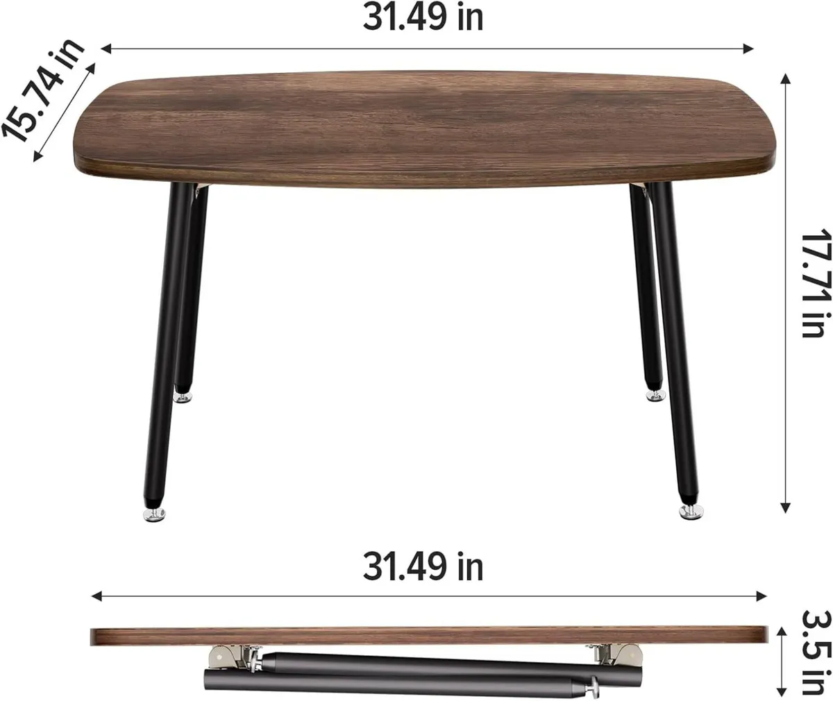 Folding Coffee Table Small Foldable Tables Rustic - Image 2