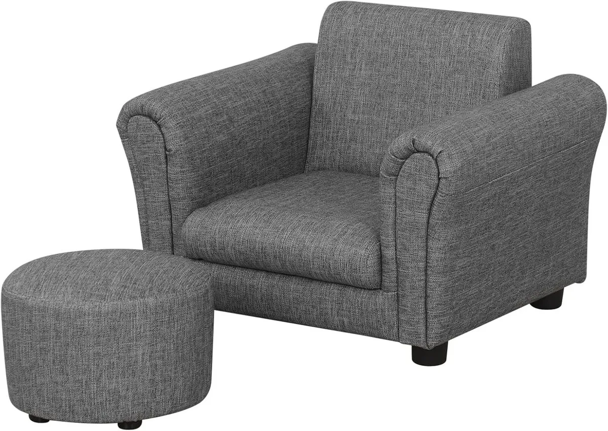 Kids Sofa Chair with Foot Stool Pvc Leather - Image 1