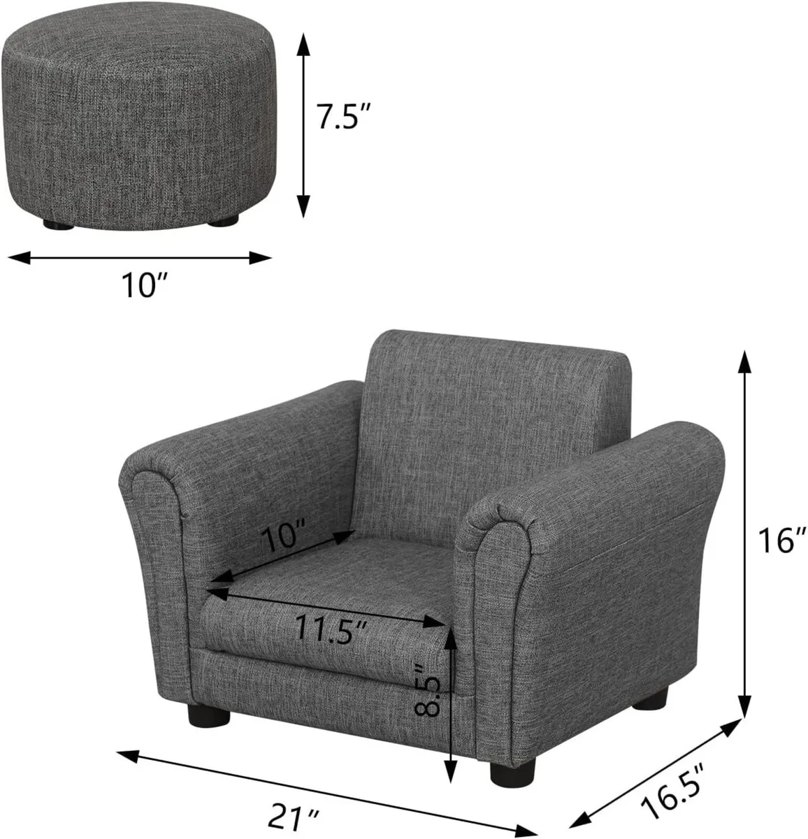 Kids Sofa Chair with Foot Stool Pvc Leather - Image 3