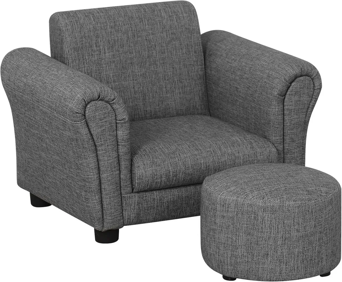 Kids Sofa Chair with Foot Stool Pvc Leather - Image 4