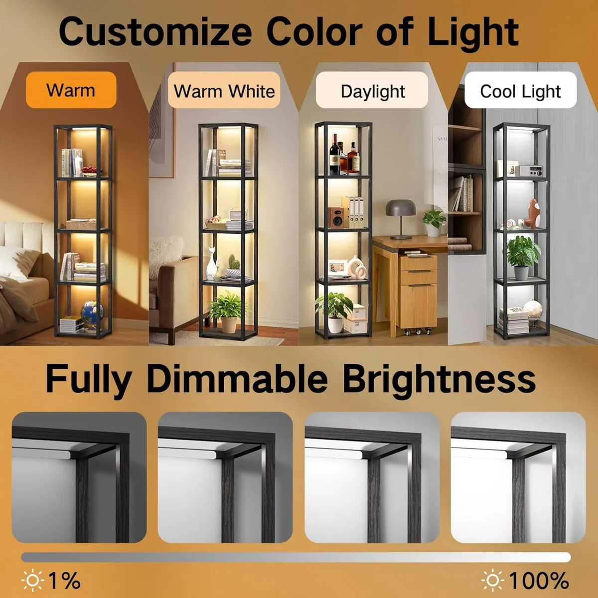67" Glass Display Shelf with Dimmable LED Floor - Image 3