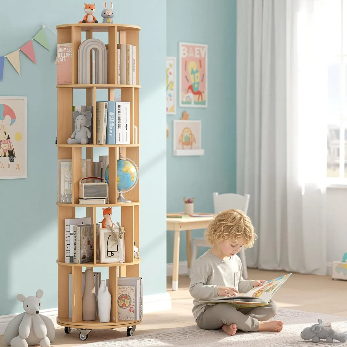 5-Tier Rotating Bookshelf Bookcase 360-Degree - Image 1