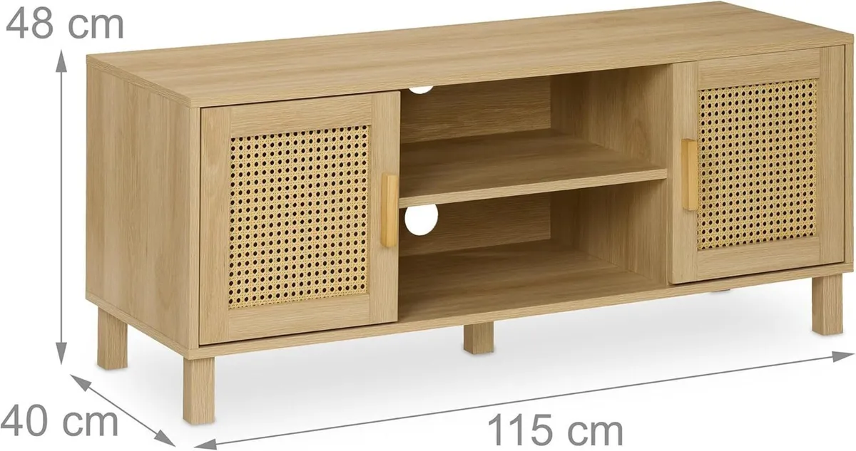 TV Stand with 2 Doors Storage Shelves Up - Image 3
