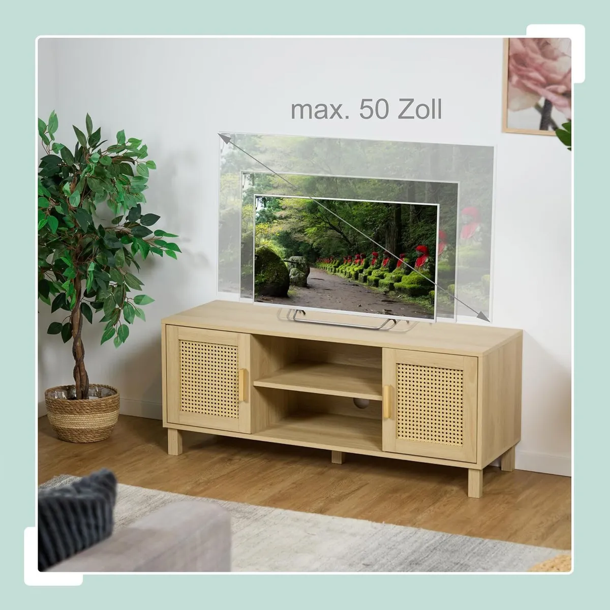 TV Stand with 2 Doors Storage Shelves Up - Image 4