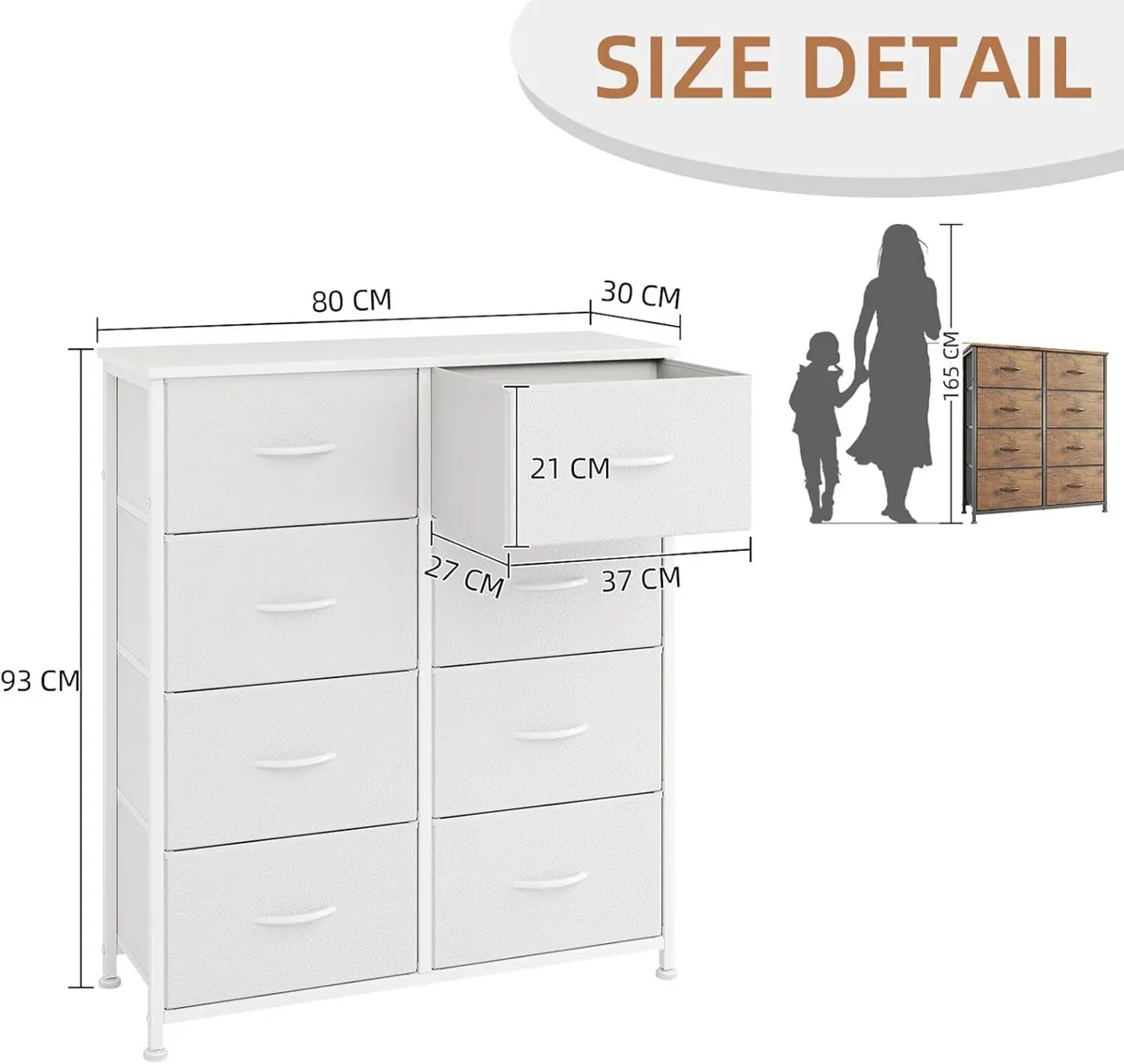 8 Drawers Chest of Fabric Storage Dresser Vertical - Image 3