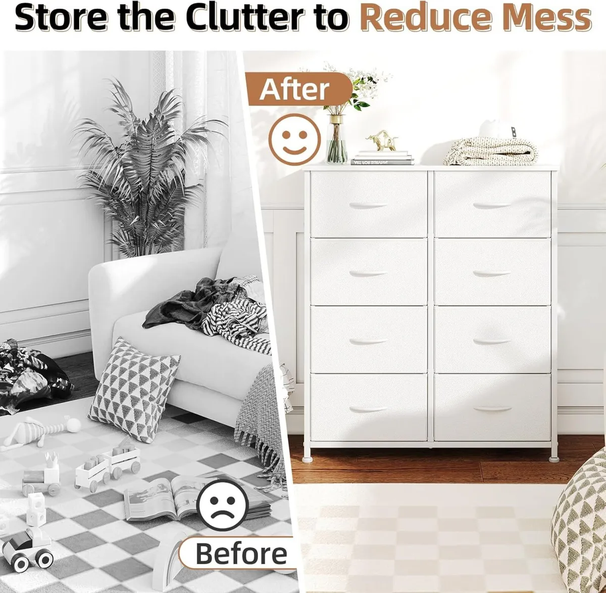 8 Drawers Chest of Fabric Storage Dresser Vertical - Image 4