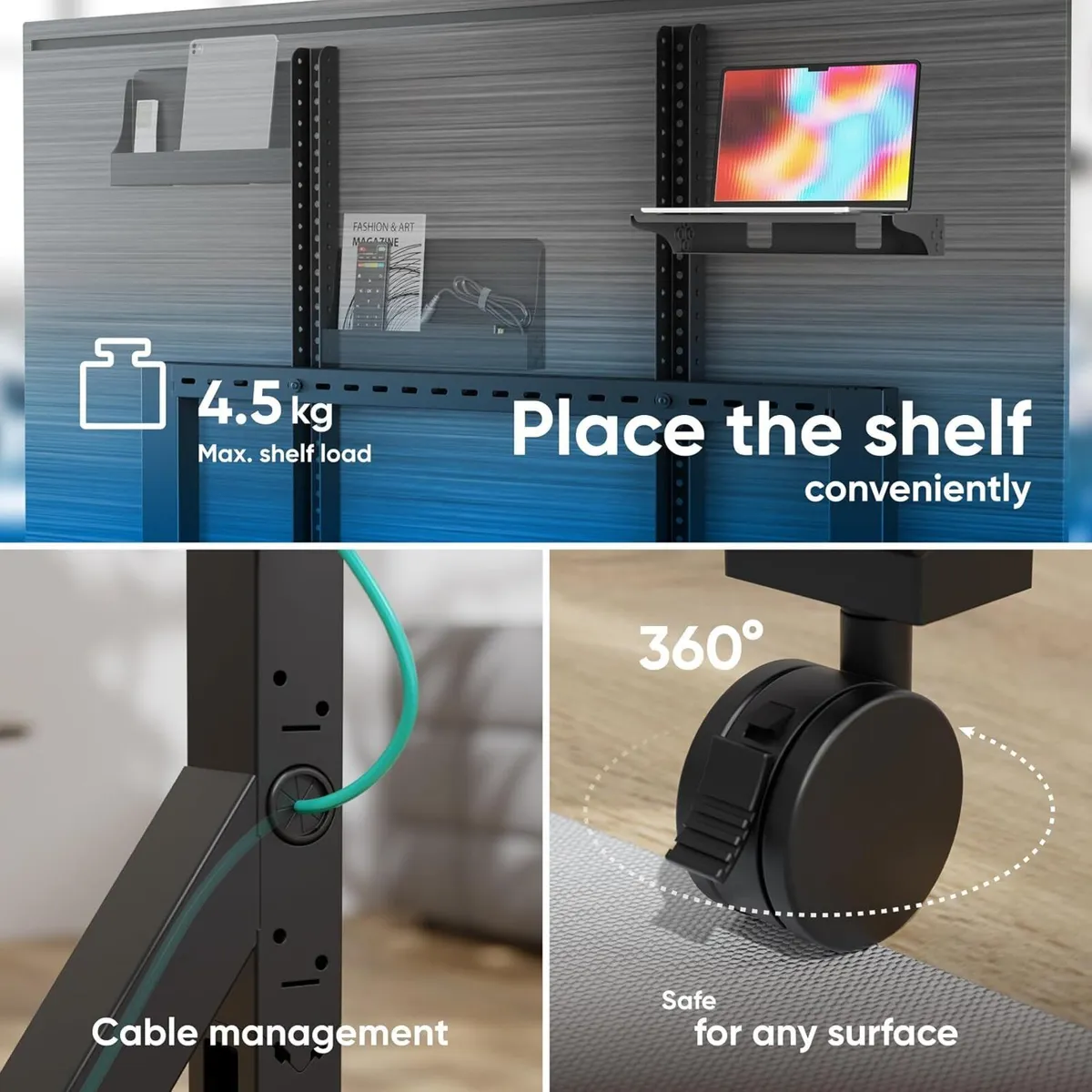 Mobile TV Stand on Wheels for 70" 110 - Image 4