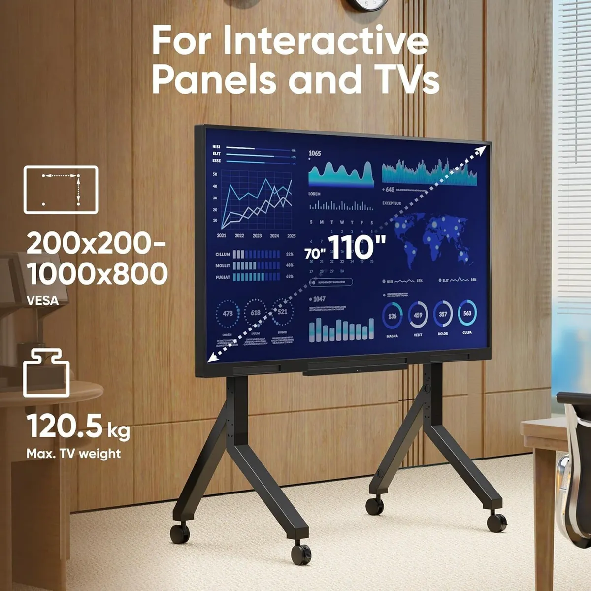 Mobile TV Stand on Wheels for 70" 110 - Image 2