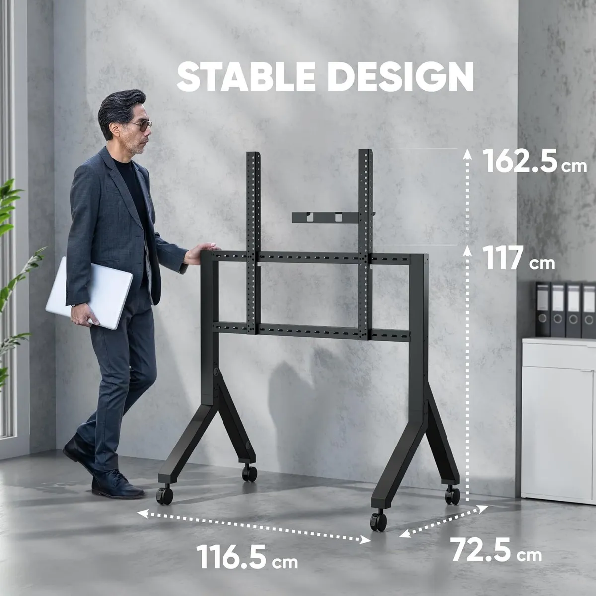 Mobile TV Stand on Wheels for 70" 110 - Image 3