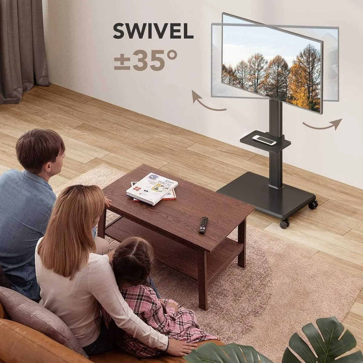 Universal Floor TV Stand Portable Rolling Mount - Image 2
