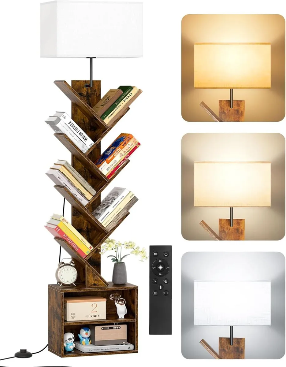 9 Tier Tree Bookshelf with Light Remote Timer - Image 1