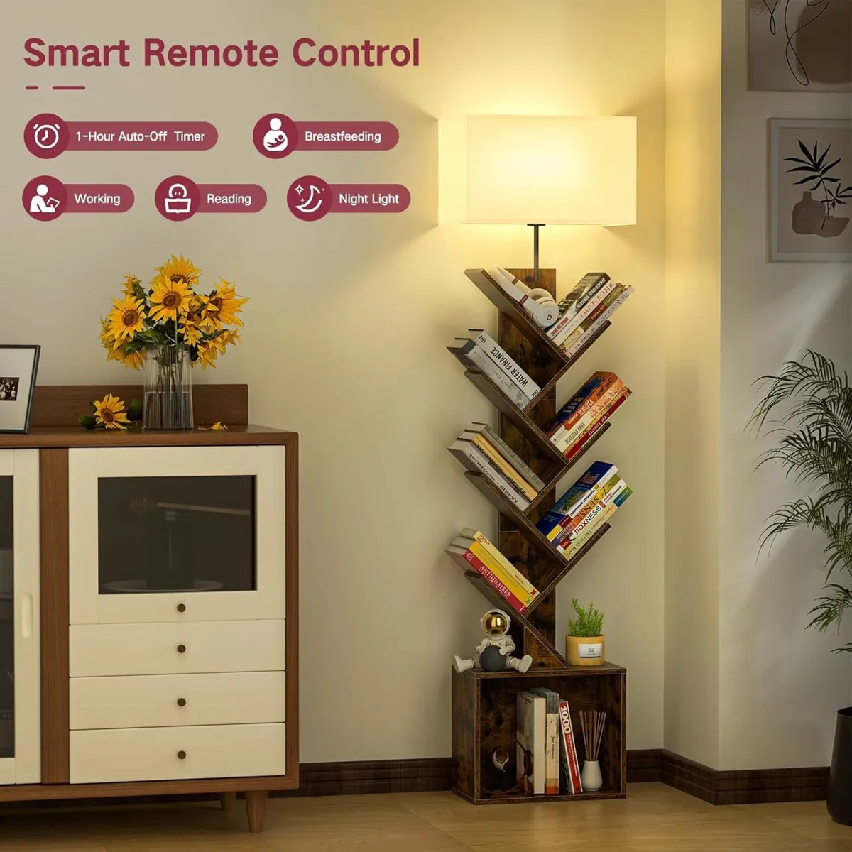 9 Tier Tree Bookshelf with Light Remote Timer - Image 4