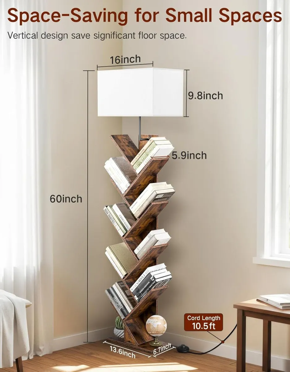 9 Tier Tree Bookshelf with Light Remote Dimmable - Image 3