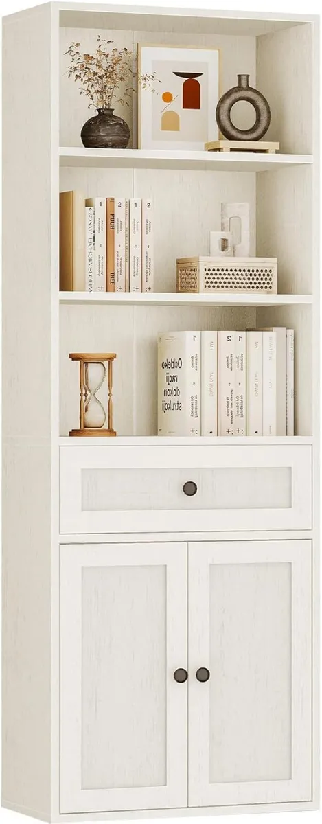 5-Tier Bookcase with Doors and Drawer - Image 4