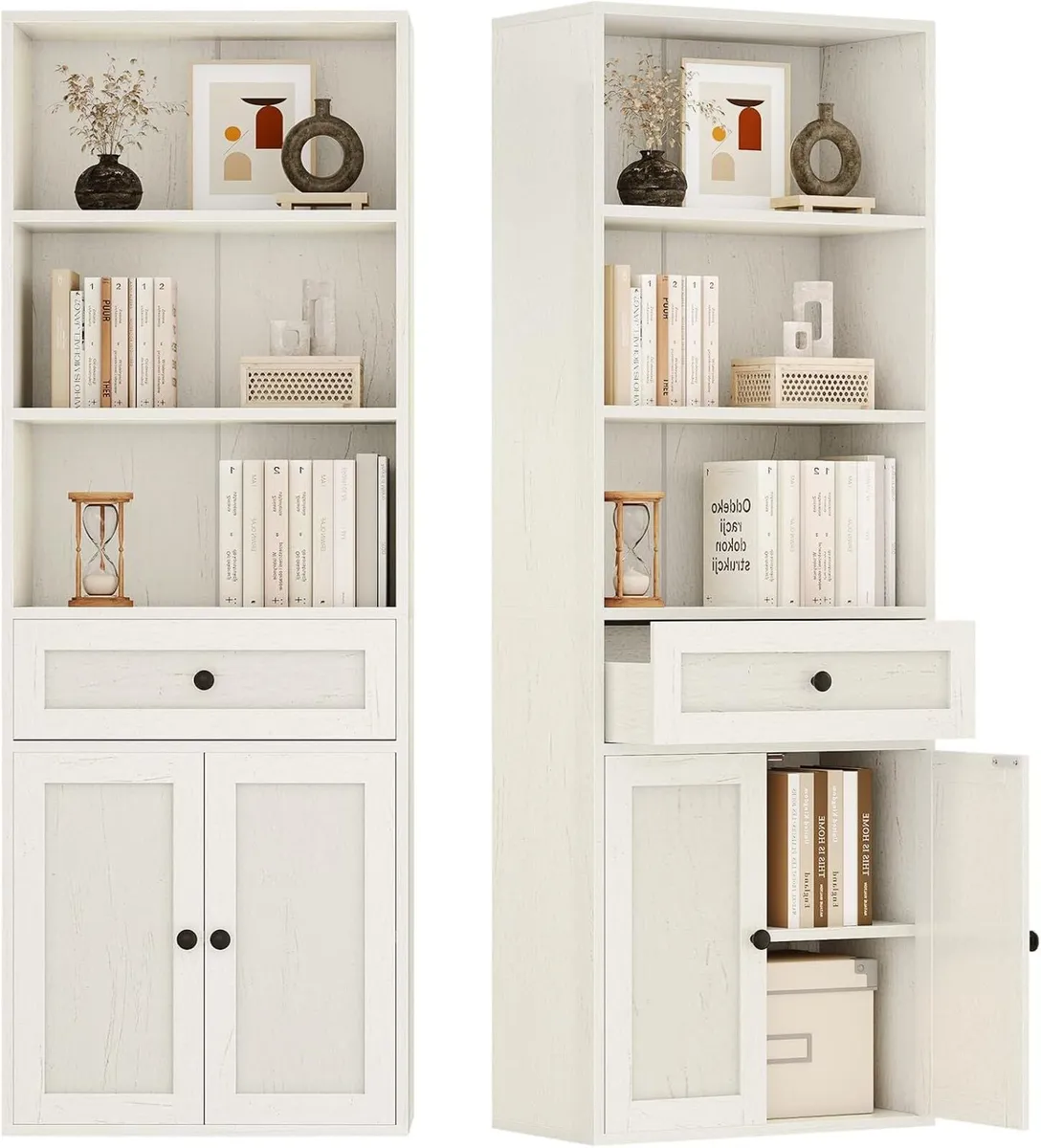 5-Tier Bookcase with Doors and Drawer - Image 1