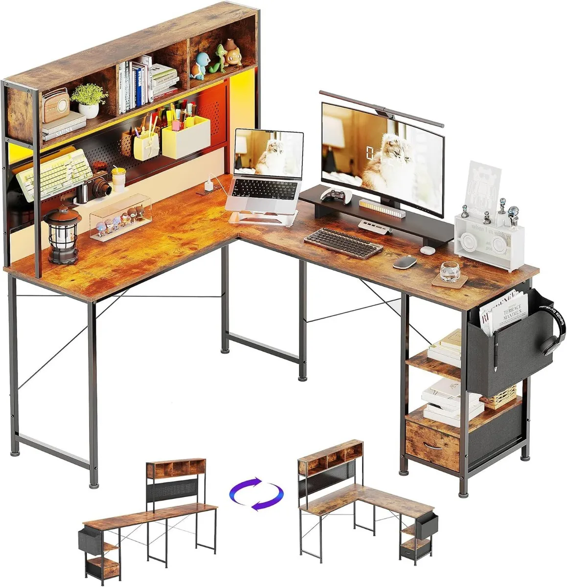 58" L Shaped Gaming Desk Corner Computer - Image 1