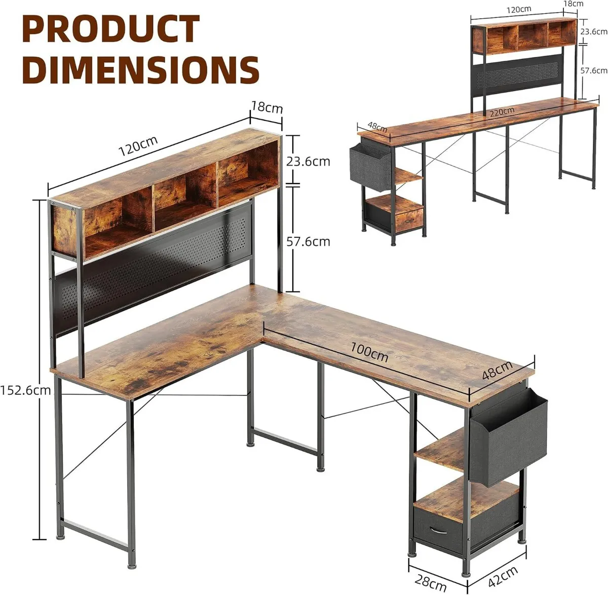 58" L Shaped Gaming Desk Corner Computer - Image 3