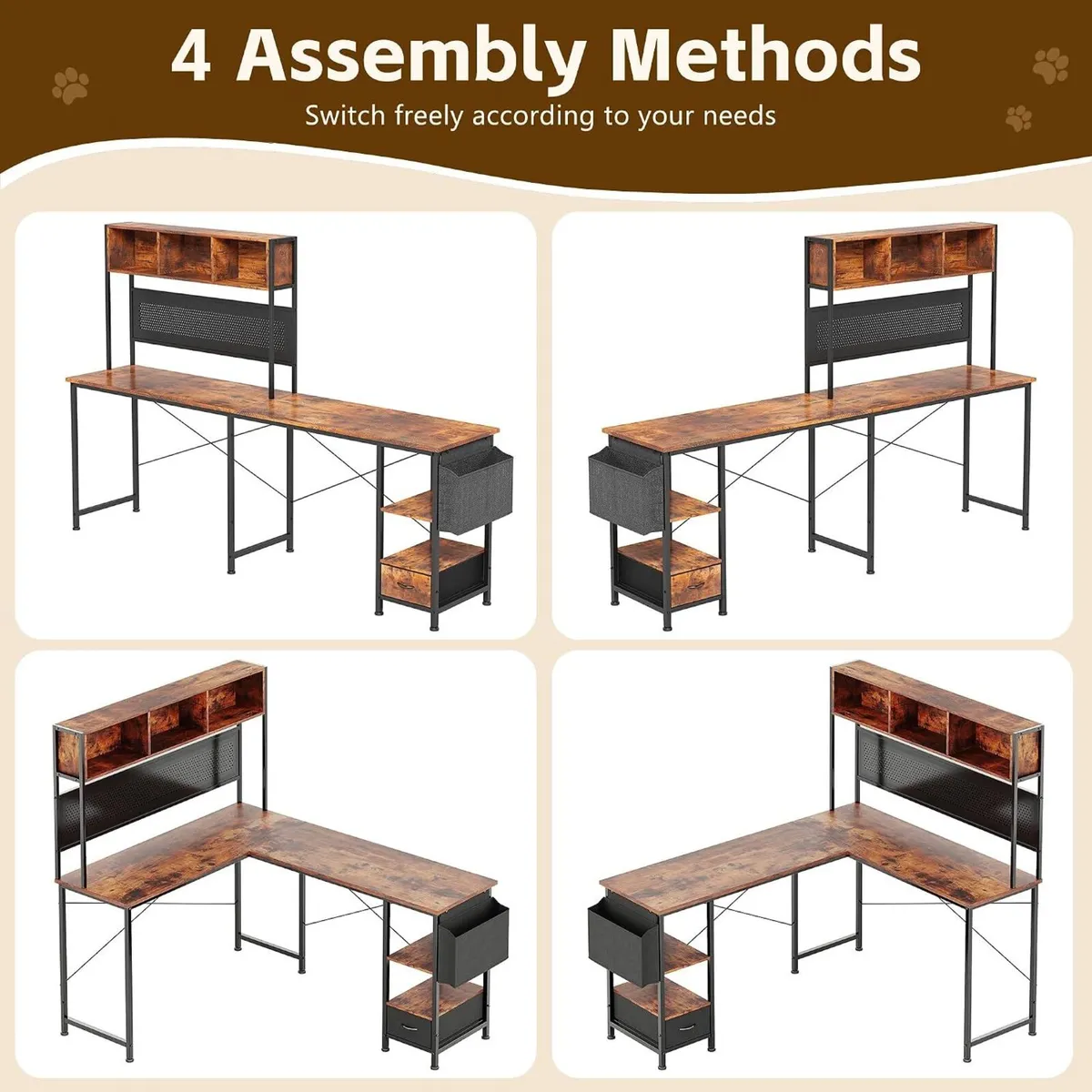 58" L Shaped Gaming Desk Corner Computer - Image 4