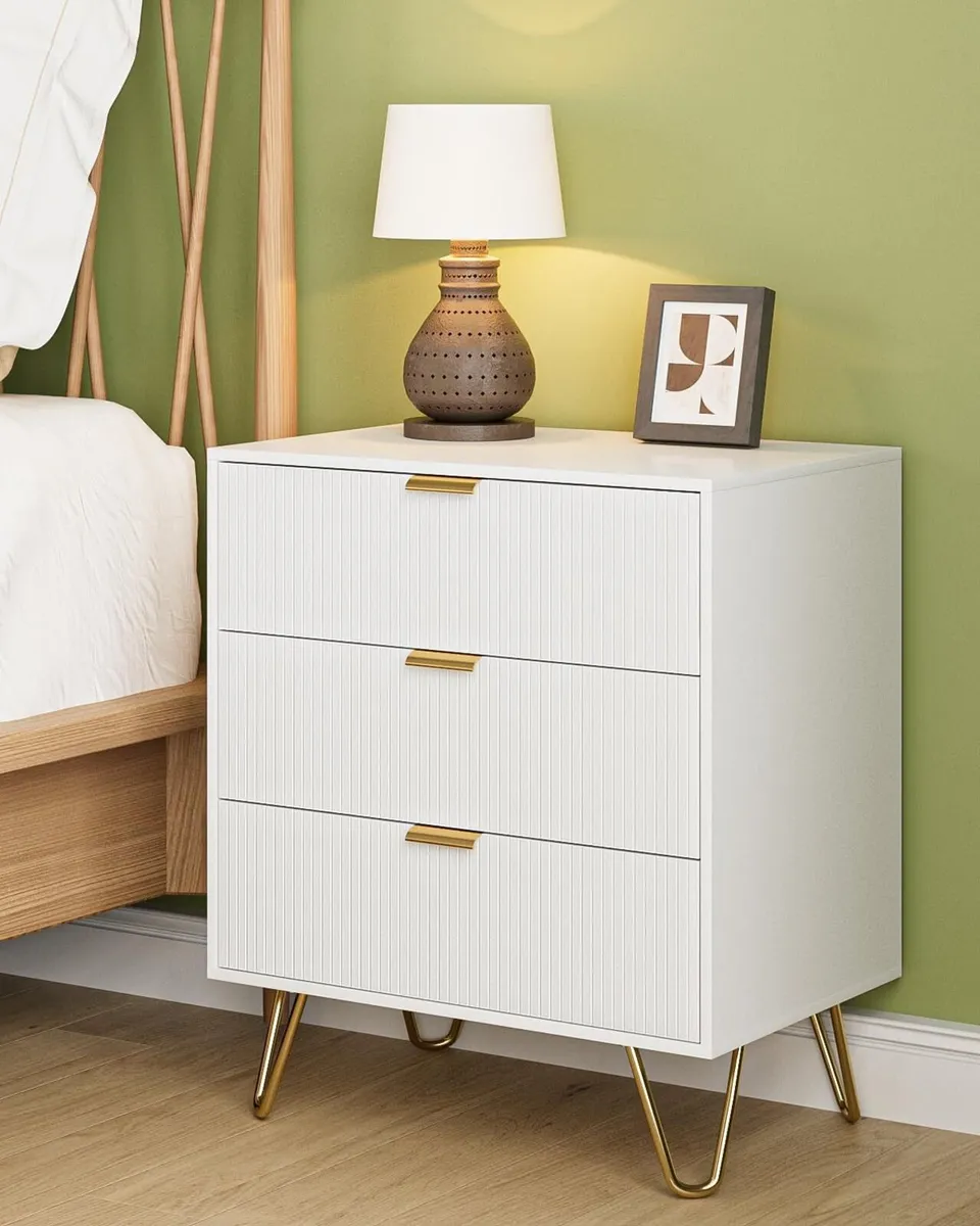 Bedside Table with 3 Drawers Chest of Bedroom - Image 1