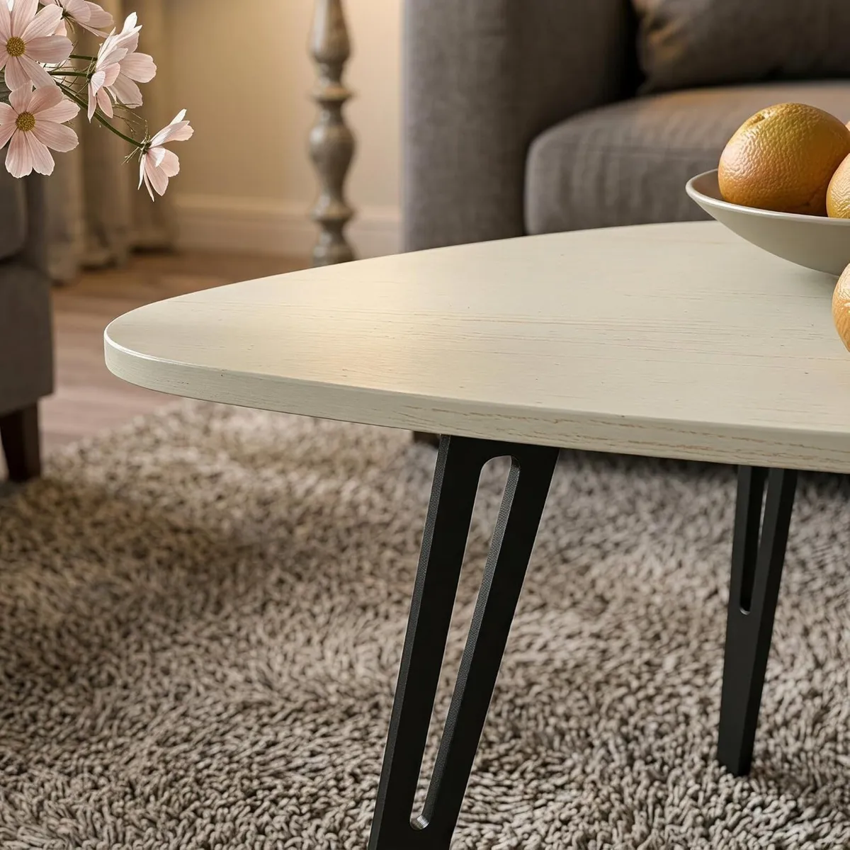Oval Coffee Table Rustic Wooden Single Tier Centre - Image 4